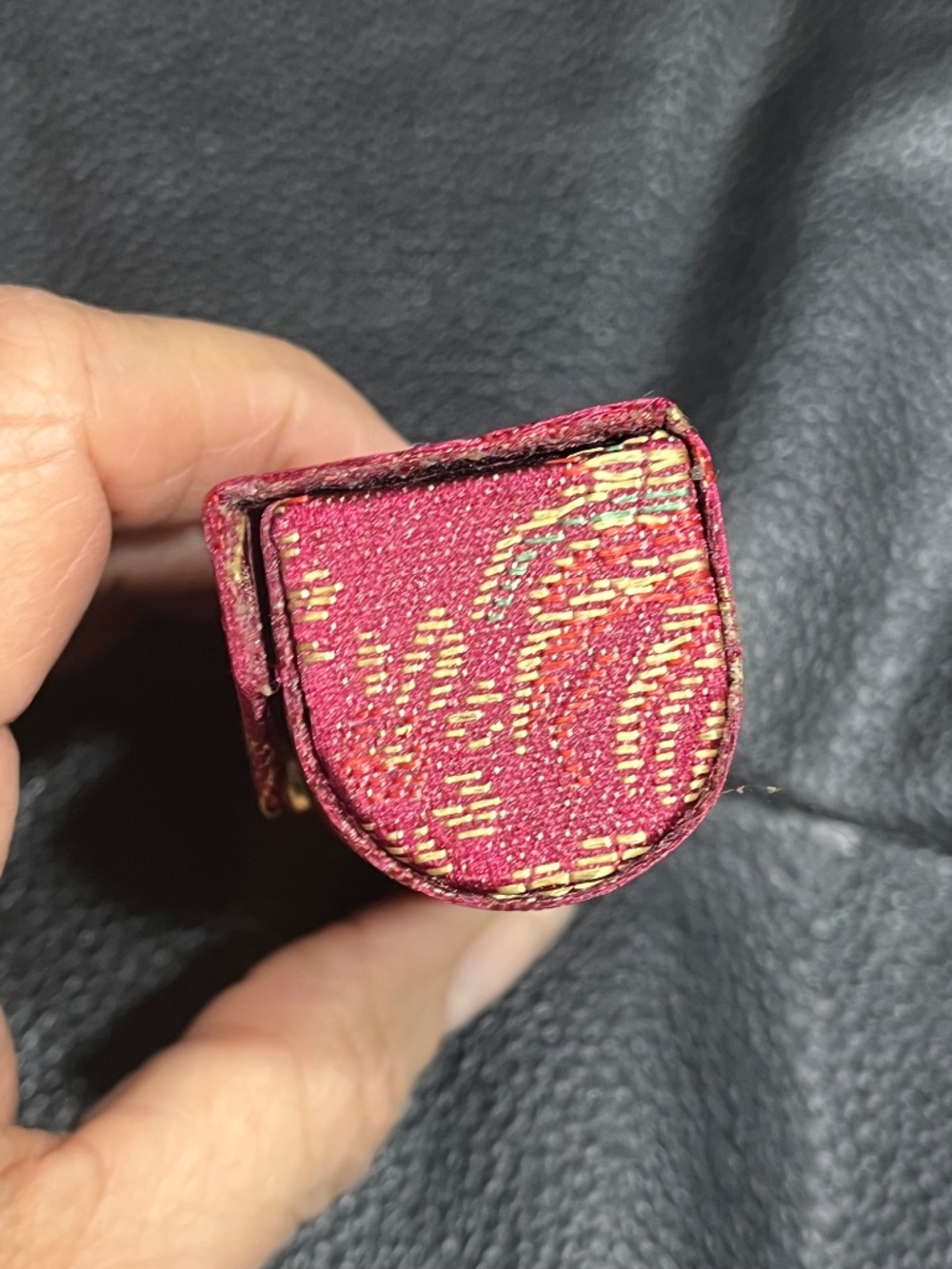 Lipstick Case with Mirror | Brocade Fabric | Snap Closure | Like new - Picture 9 of 11